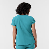 NURTUR Women's Cap Sleeve Crew Neck Scrub Top Teal Blue back view