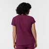 NURTUR Women's Cap Sleeve Crew Neck Scrub Top Wine back view