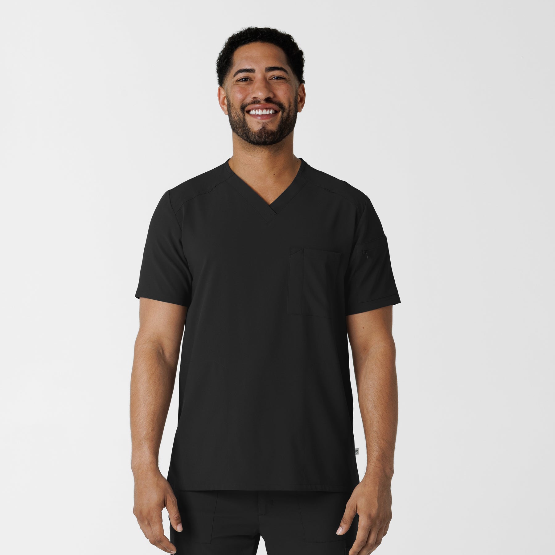 RENEW Men's V-Neck 5 Pocket Scrub Top Black