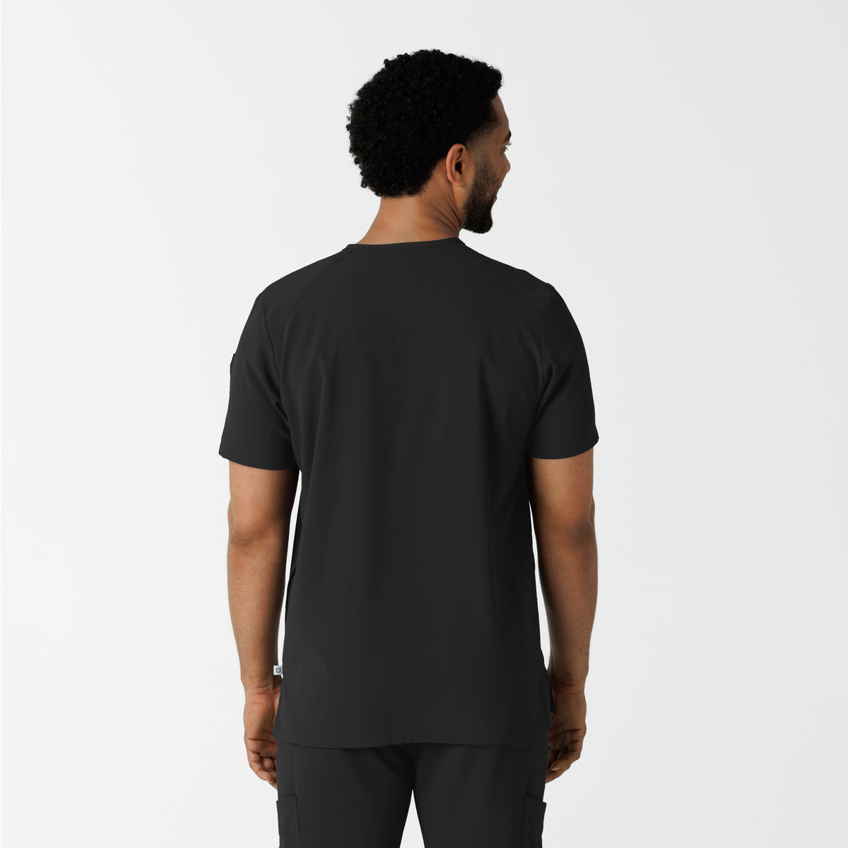 RENEW Men's V-Neck 5 Pocket Scrub Top Black back view