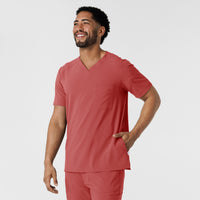 RENEW Men's V-Neck 5 Pocket Scrub Top - Mineral Red side