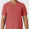 RENEW Men's V-Neck 5 Pocket Scrub Top - Mineral Red front