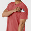 RENEW Men's V-Neck 5 Pocket Scrub Top - Mineral Red sleeve card pocket