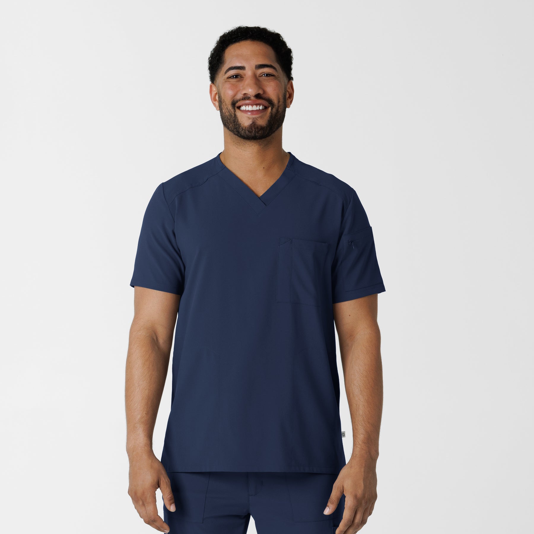 RENEW Men's V-Neck 5 Pocket Scrub Top Navy