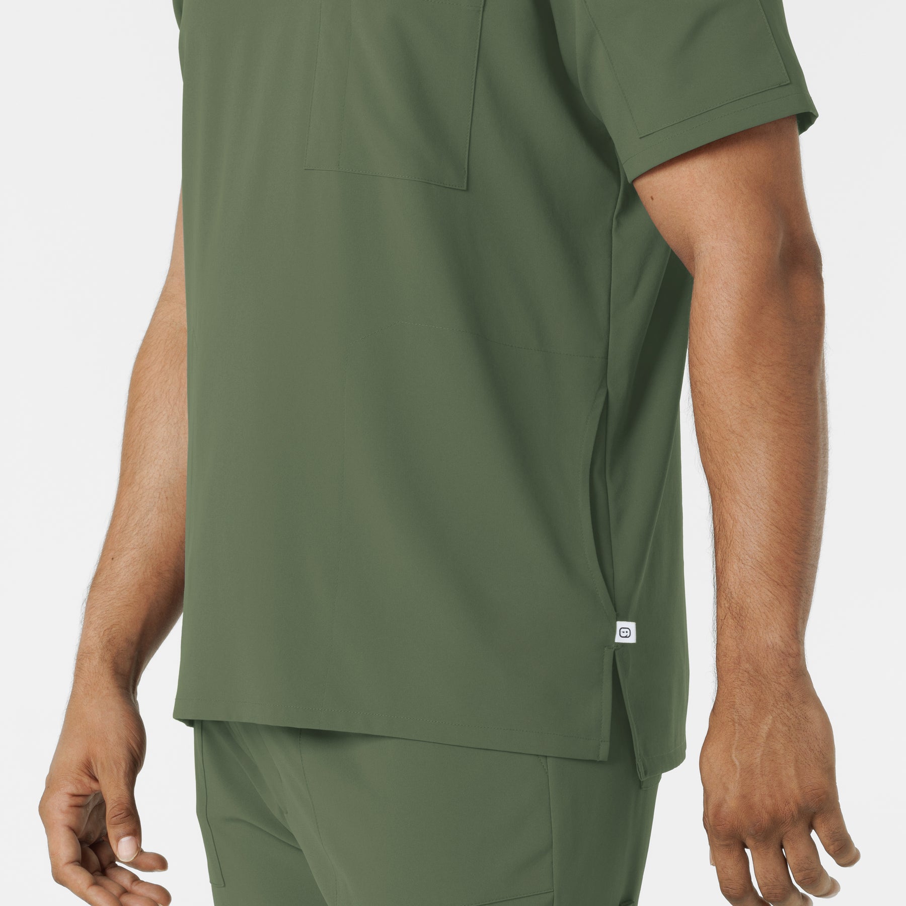 RENEW Men's V-Neck 5 Pocket Scrub Top - Olive