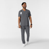 RENEW Men's V-Neck 5 Pocket Scrub Top Pewter full scrub set