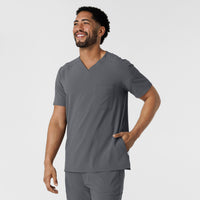 RENEW Men's V-Neck 5 Pocket Scrub Top Pewter side view