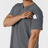 RENEW Men's V-Neck 5 Pocket Scrub Top Pewter back detail