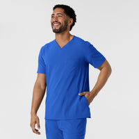 RENEW Men's V-Neck 5 Pocket Scrub Top Royal side view