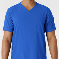 RENEW Men's V-Neck 5 Pocket Scrub Top Royal front detail
