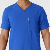 RENEW Men's V-Neck 5 Pocket Scrub Top Royal side detail 1