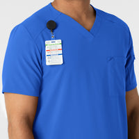 RENEW Men's V-Neck 5 Pocket Scrub Top Royal side detail 2