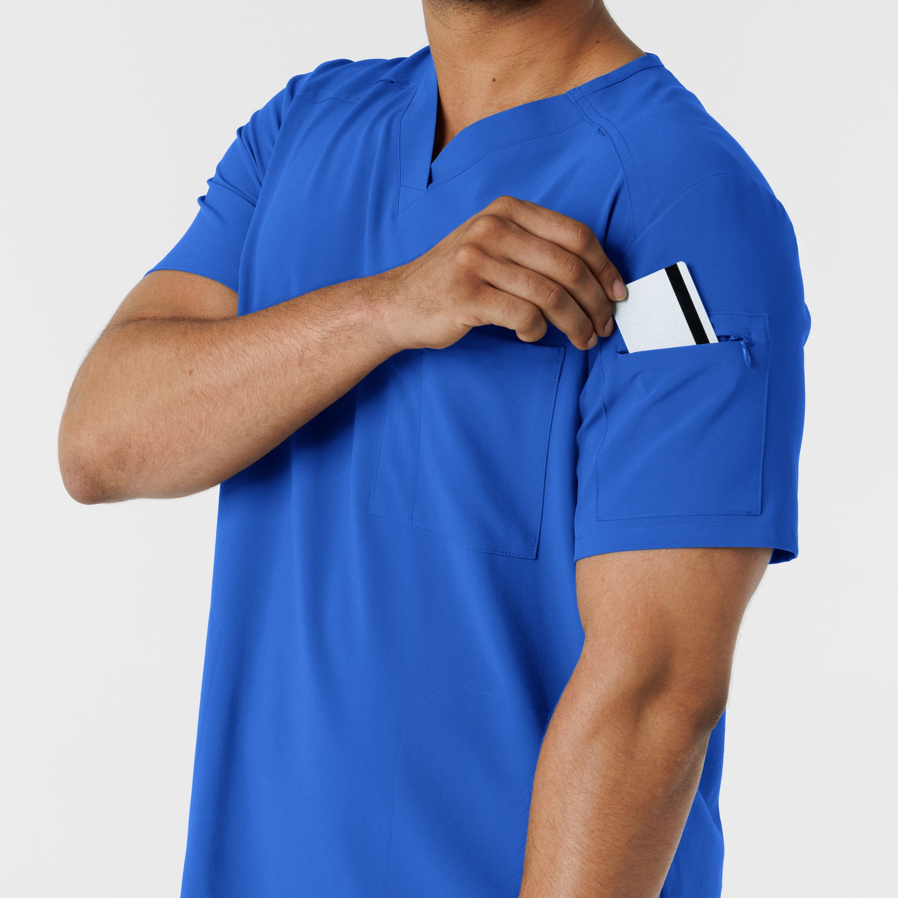 RENEW Men's V-Neck 5 Pocket Scrub Top Royal back detail