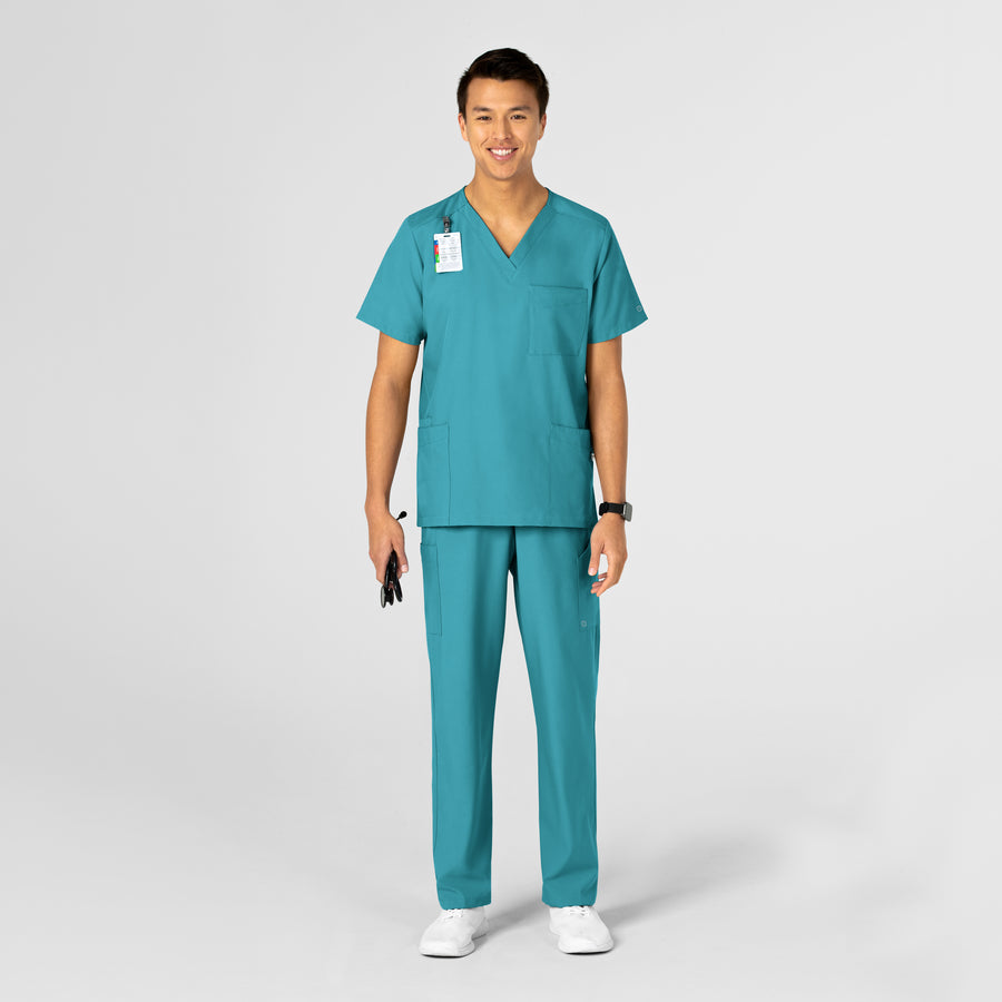 W123 Unisex 4 Pocket Utility Scrub Top - Teal Blue