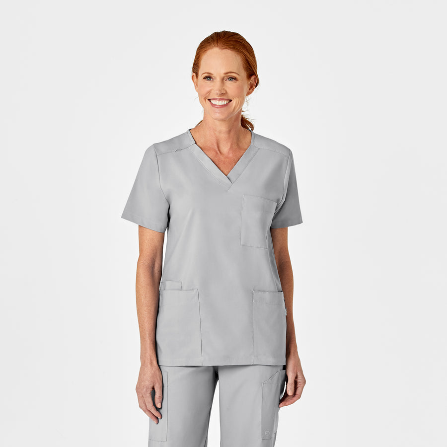 W123 Unisex 4 Pocket Utility Scrub Top - Grey