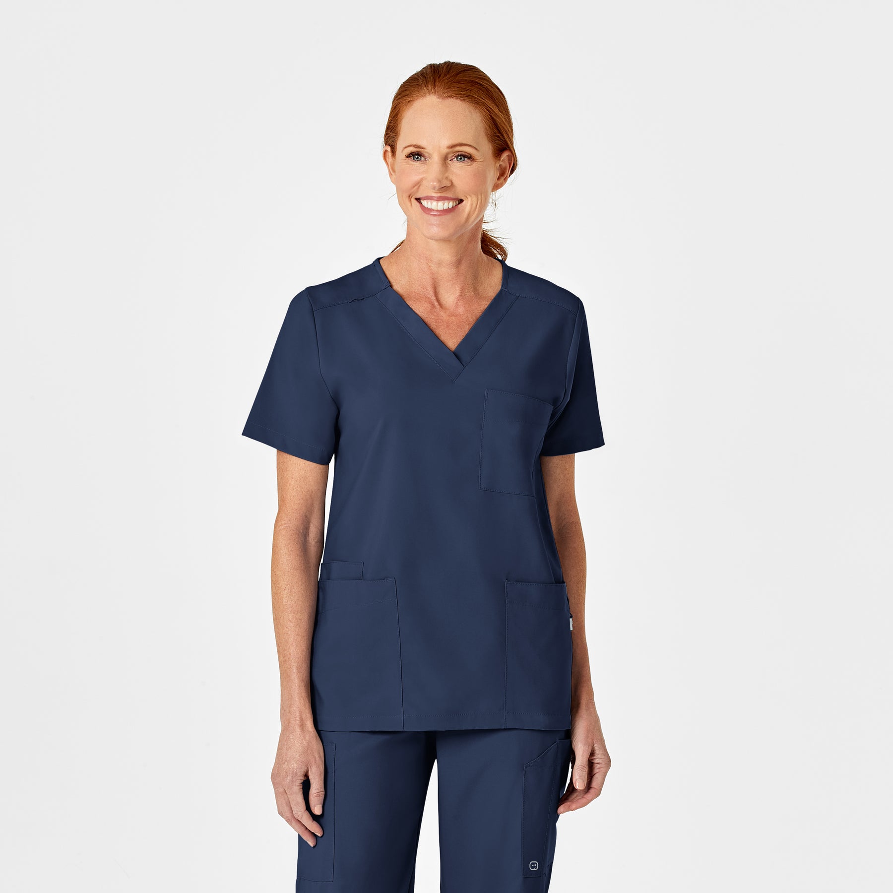 W123 Unisex 4 Pocket Utility Scrub Top - Navy
