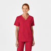 W123 Unisex 4 Pocket Utility Scrub Top - Red