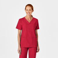 W123 Unisex 4 Pocket Utility Scrub Top - Red