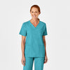 W123 Unisex 4 Pocket Utility Scrub Top - Teal Blue