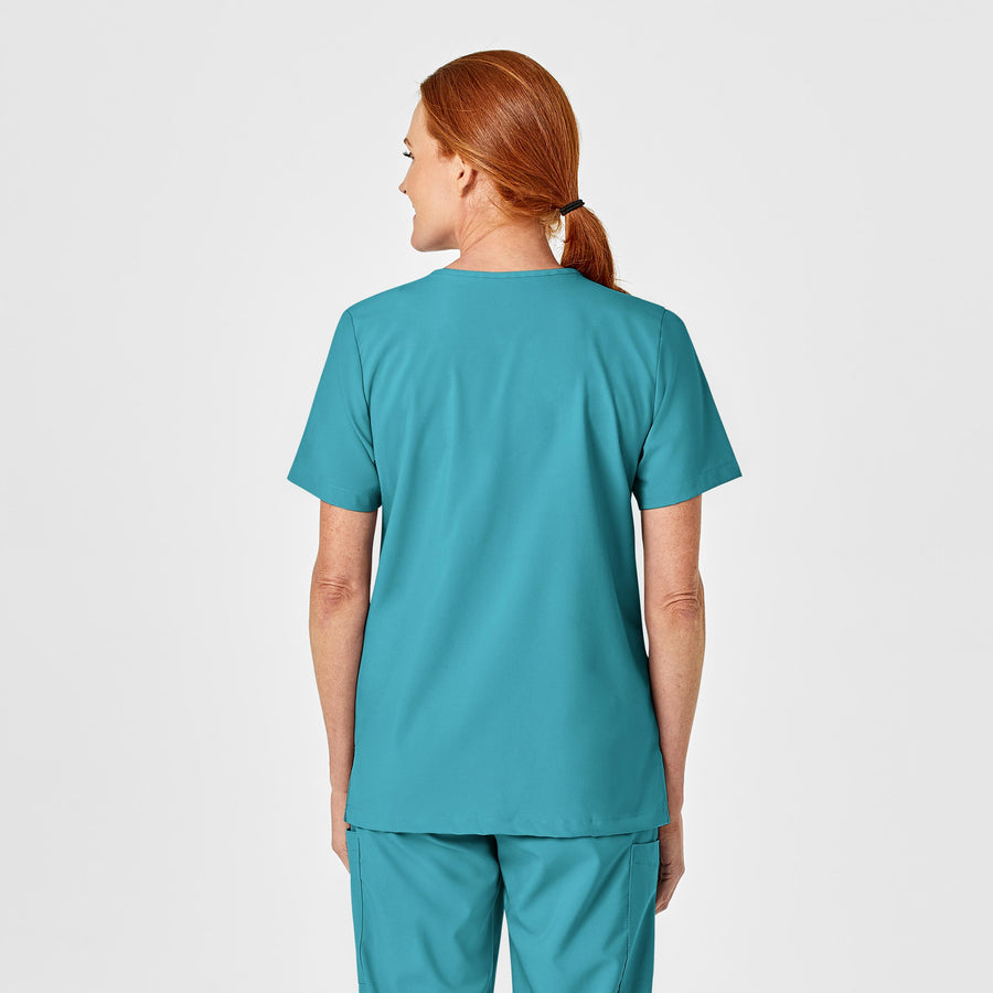 W123 Unisex 4 Pocket Utility Scrub Top - Teal Blue