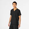 W123 Unisex 4 Pocket Utility Scrub Top Black side view