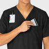 W123 Unisex 4 Pocket Utility Scrub Top Black side detail 1