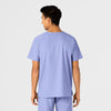 W123 Unisex 4 Pocket Utility Scrub Top Ceil Blue back view