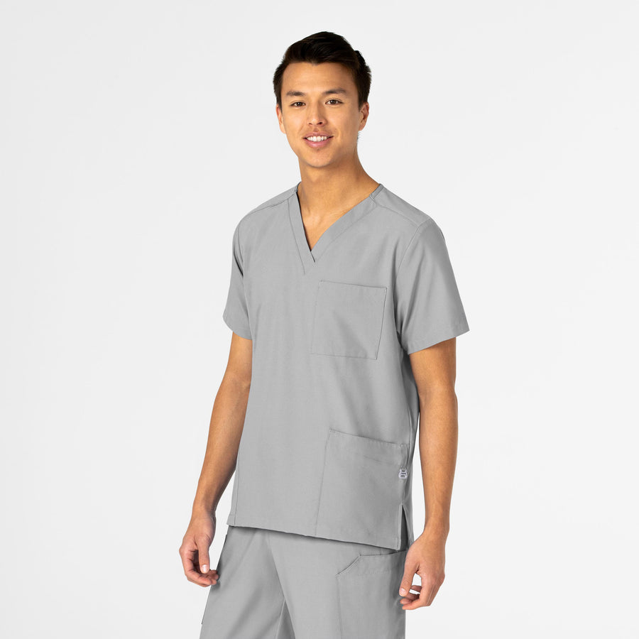 W123 Unisex 4 Pocket Utility Scrub Top Grey side view