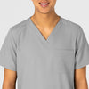 W123 Unisex 4 Pocket Utility Scrub Top Grey front detail