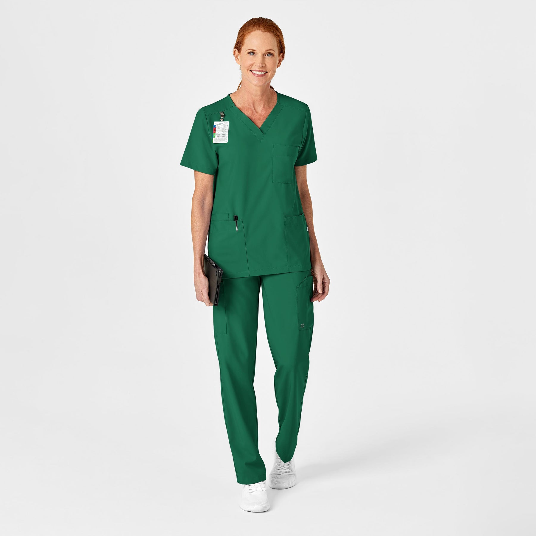W123 Unisex 4 Pocket Utility Scrub Top Hunter scrub set