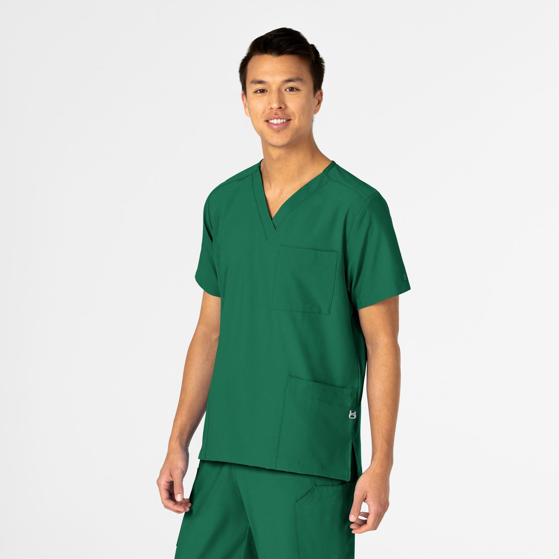 W123 Unisex 4 Pocket Utility Scrub Top Hunter side view