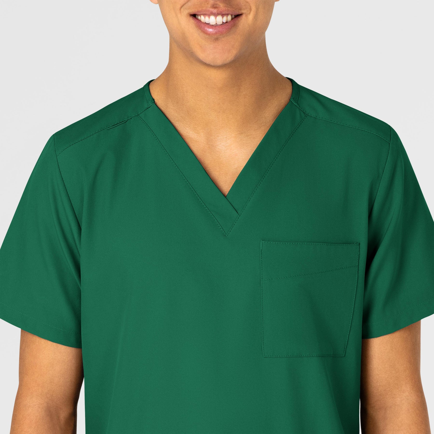 W123 Unisex 4 Pocket Utility Scrub Top Hunter front detail