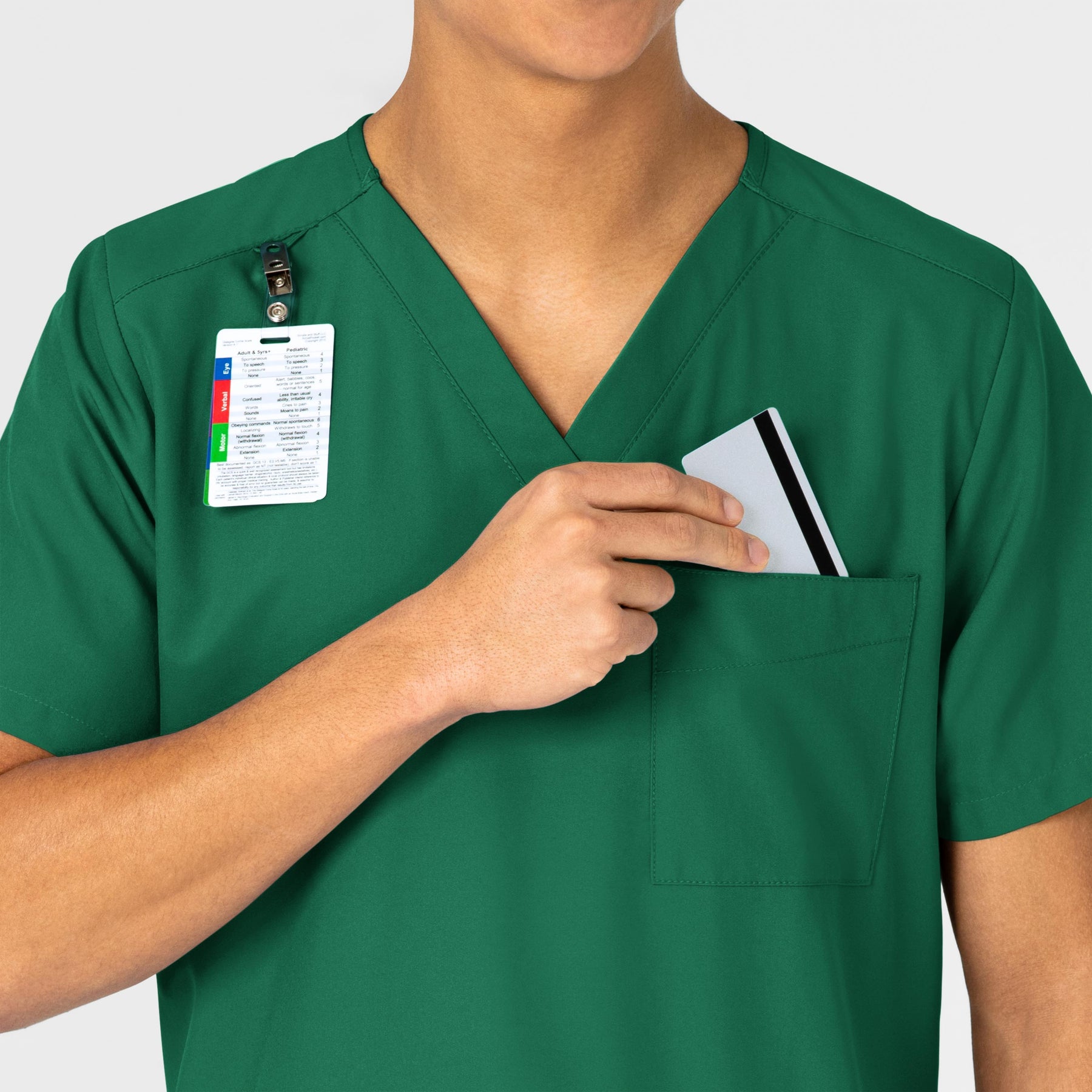 W123 Unisex 4 Pocket Utility Scrub Top Hunter side detail 1