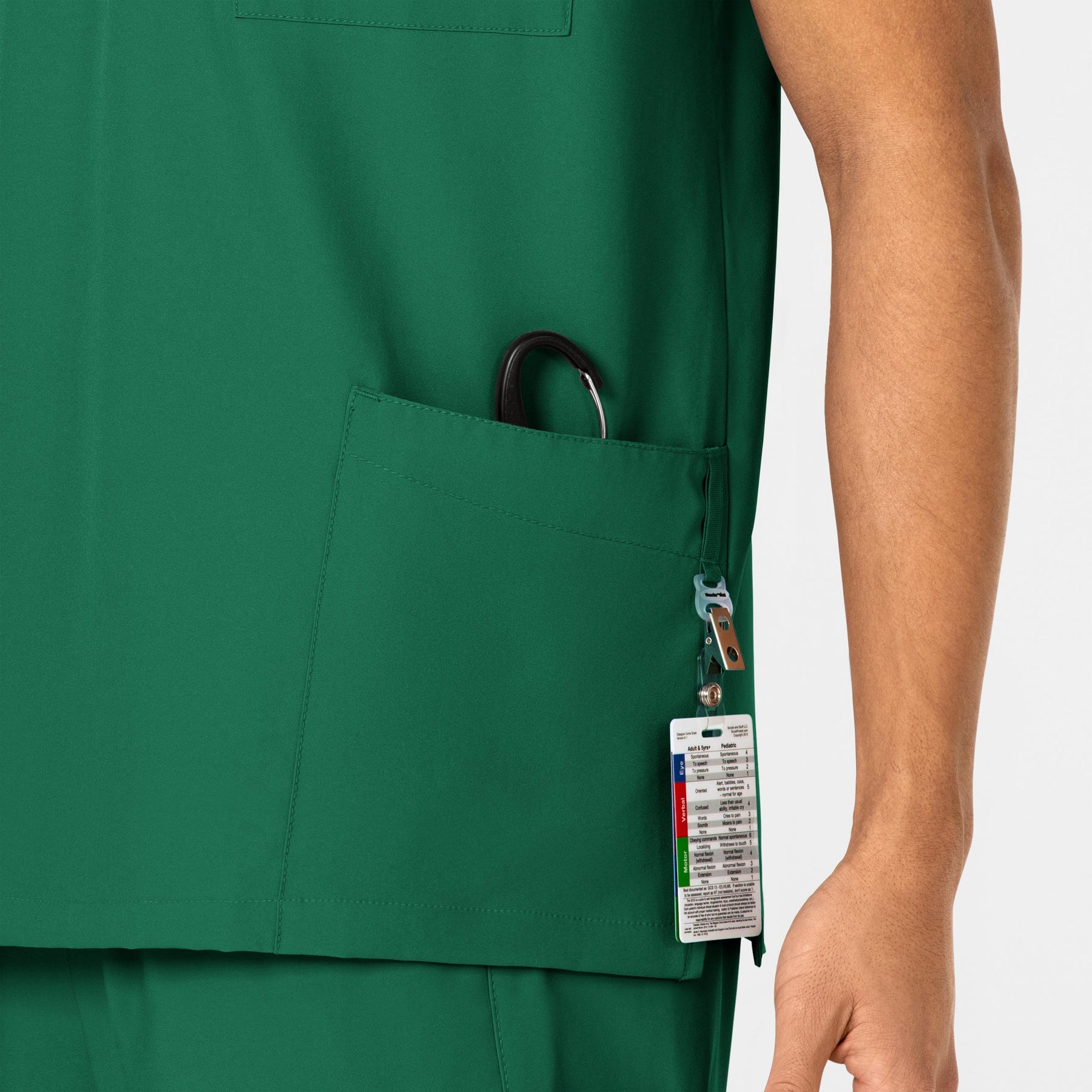 W123 Unisex 4 Pocket Utility Scrub Top Hunter hemline detail