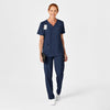 W123 Unisex 4 Pocket Utility Scrub Top Navy scrub set