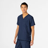 W123 Unisex 4 Pocket Utility Scrub Top Navy side view