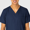 W123 Unisex 4 Pocket Utility Scrub Top Navy front detail