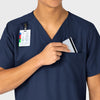 W123 Unisex 4 Pocket Utility Scrub Top Navy side detail 1