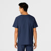 W123 Unisex 4 Pocket Utility Scrub Top Navy back view