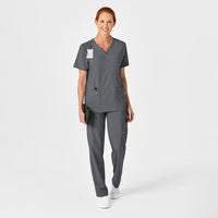 W123 Unisex 4 Pocket Utility Scrub Top Pewter scrub set