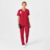 W123 Unisex 4 Pocket Utility Scrub Top Red scrub set