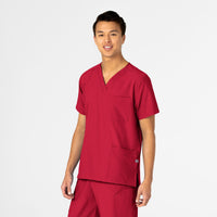 W123 Unisex 4 Pocket Utility Scrub Top Red side view