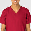 W123 Unisex 4 Pocket Utility Scrub Top Red front detail