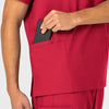 W123 Unisex 4 Pocket Utility Scrub Top Red side detail 2