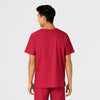 W123 Unisex 4 Pocket Utility Scrub Top Red back view