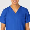 W123 Unisex 4 Pocket Utility Scrub Top Royal front detail