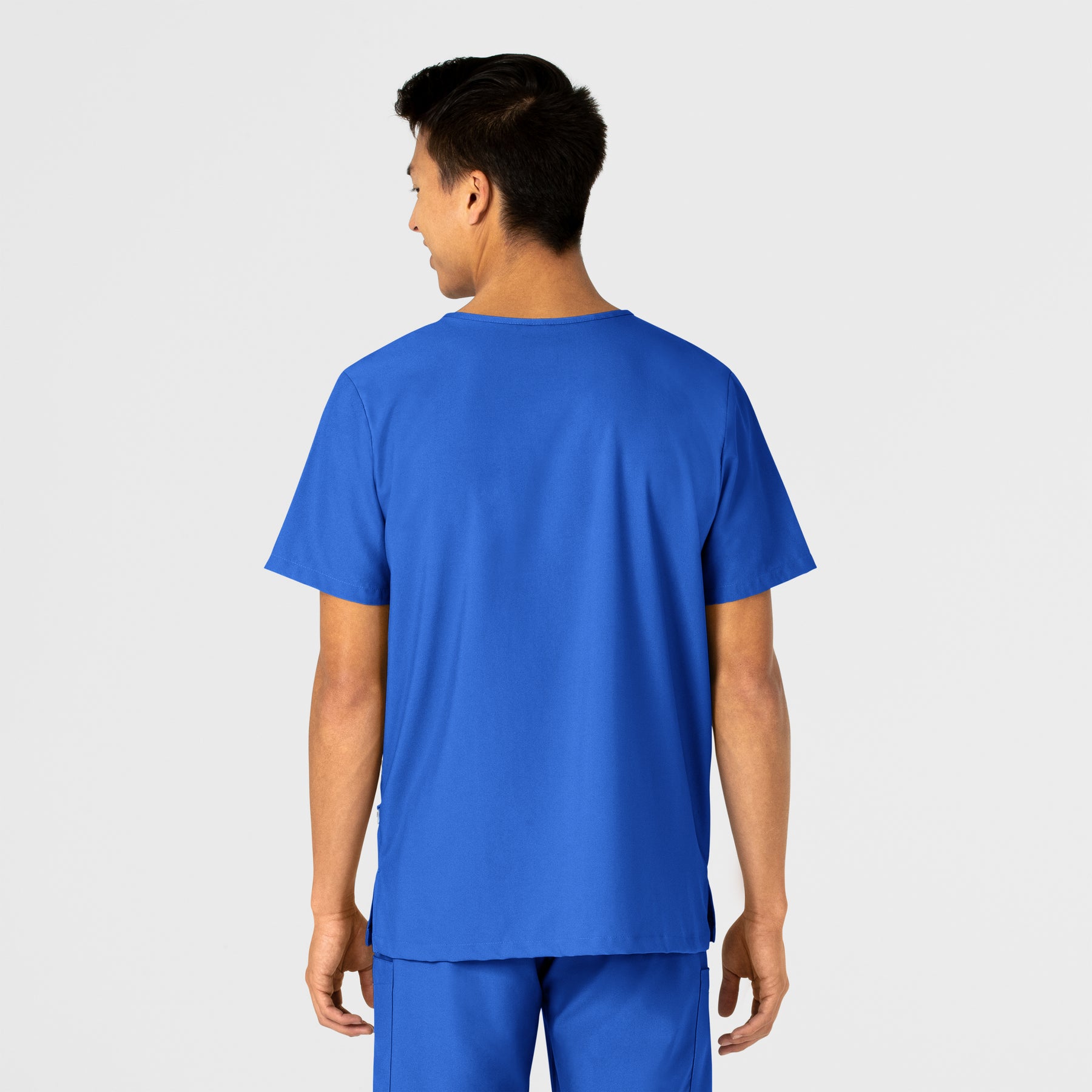 W123 Unisex 4 Pocket Utility Scrub Top Royal back view