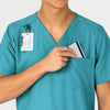 W123 Unisex 4 Pocket Utility Scrub Top Teal Blue side detail 1