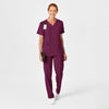 W123 Unisex 4 Pocket Utility Scrub Top Wine scrub set