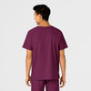 W123 Unisex 4 Pocket Utility Scrub Top Wine back view